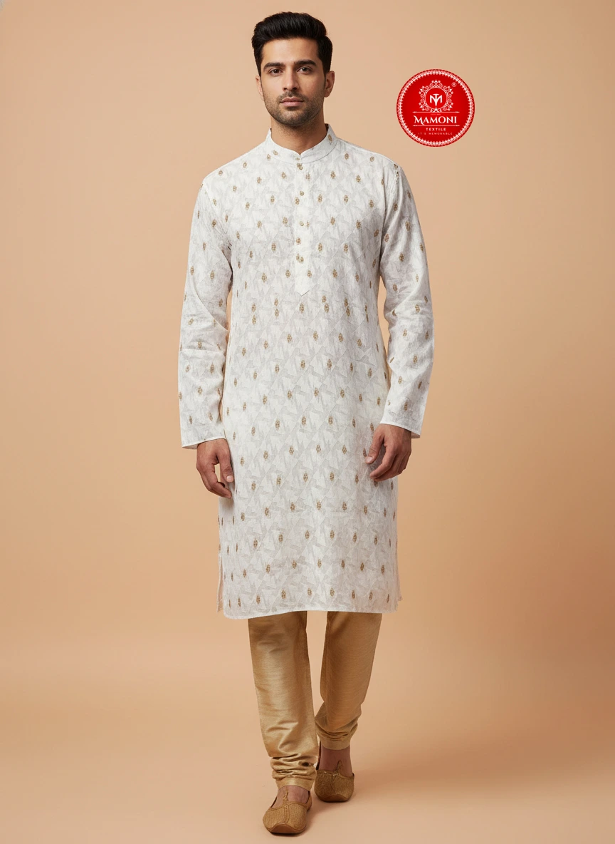White Elegance Kurta Self Design