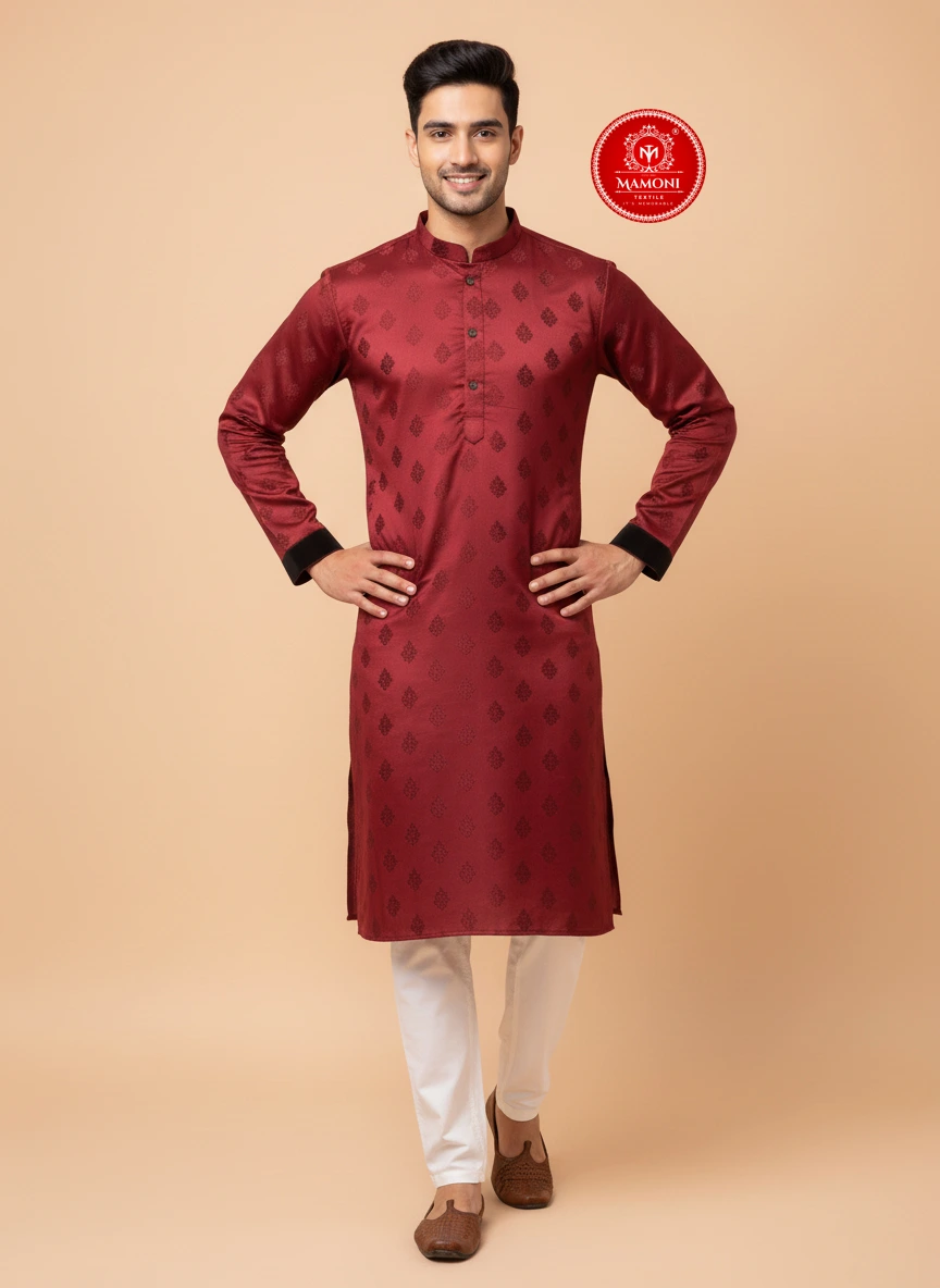 Elegant Dark Maroon Kurta - Image 3