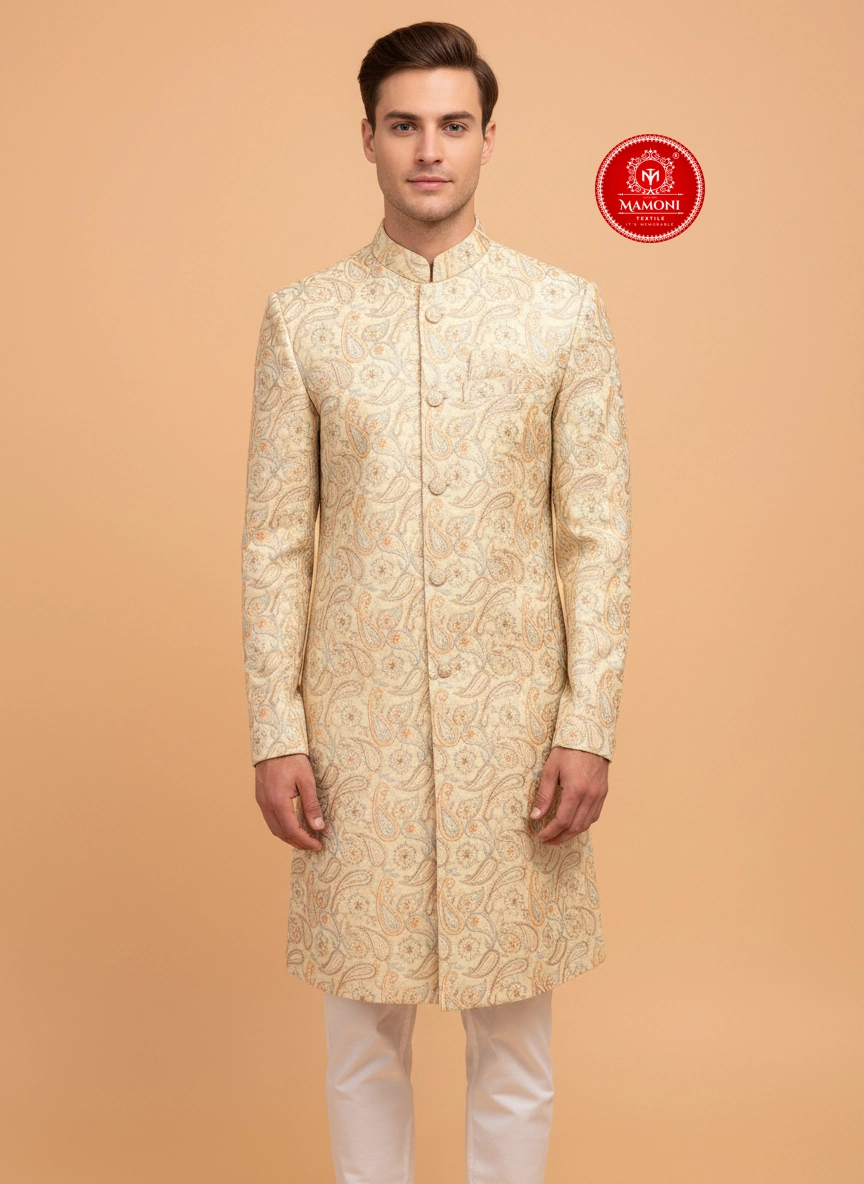 Royal Yellow Embroidery Sherwani