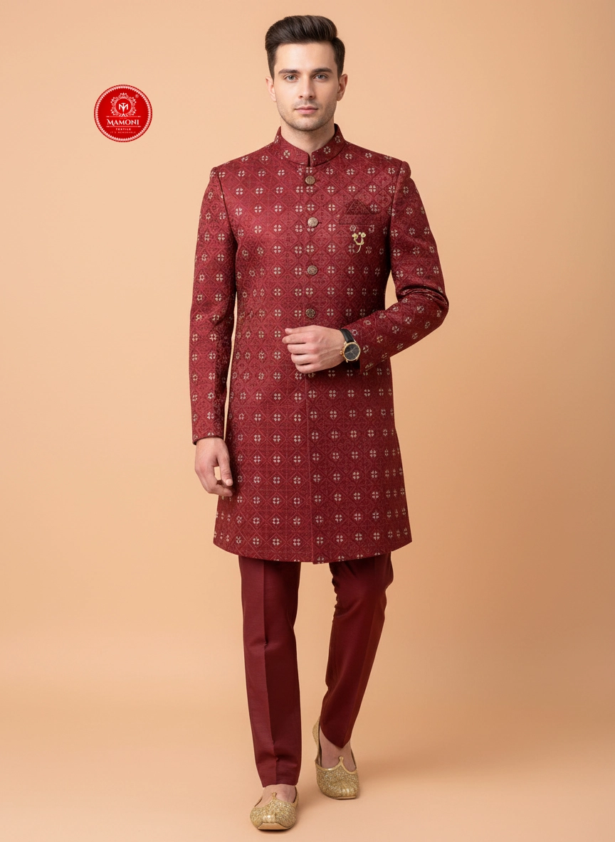 Maroon Elegance Sherwani