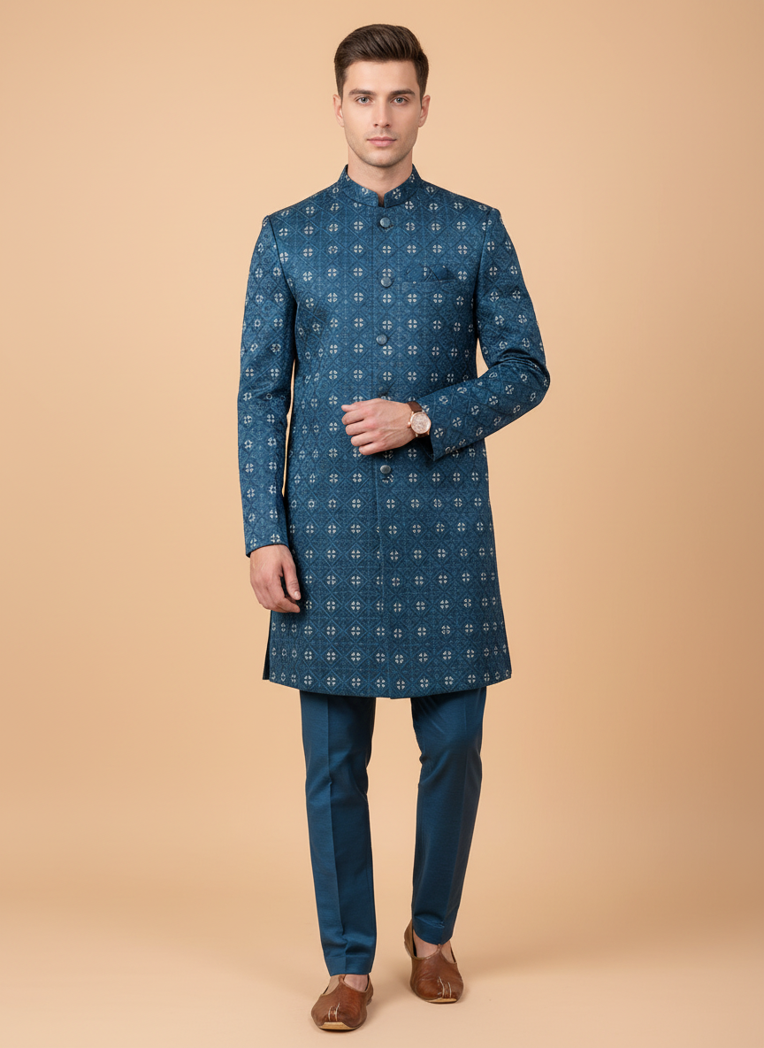 See Green Elegance Sherwani
